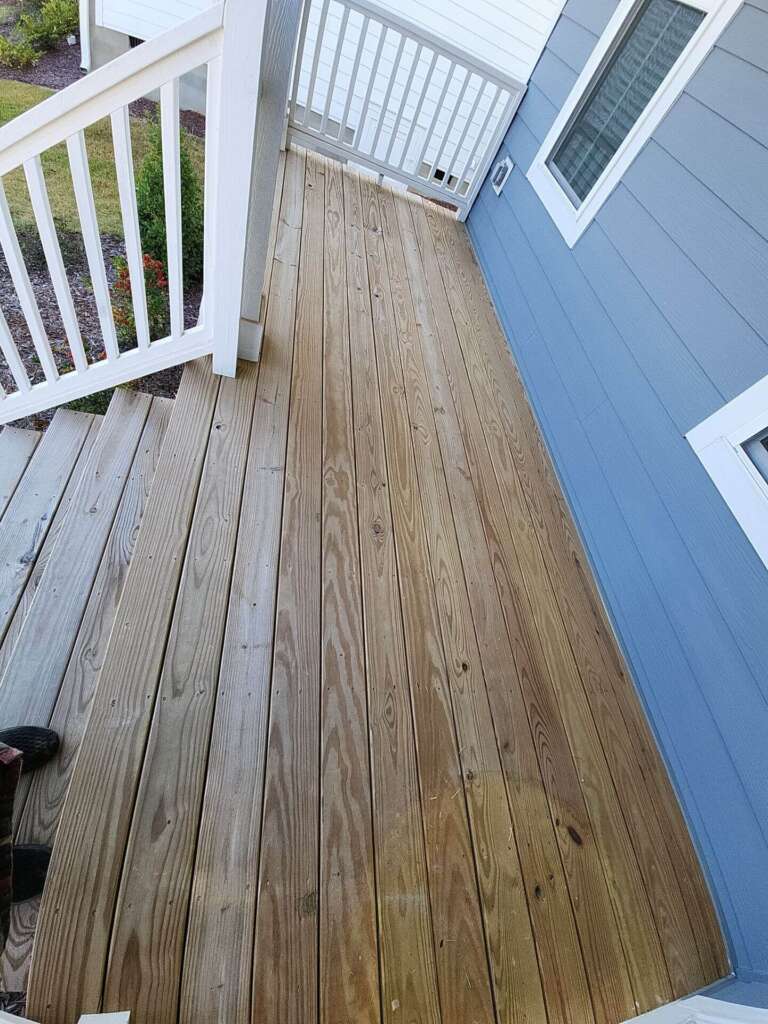 Richly colored backyard patio after deck staining in Columbia SC