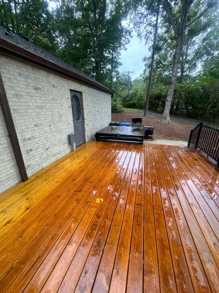 Sun-kissed patio enhanced with warm-toned deck staining in Hilton Head Island SC